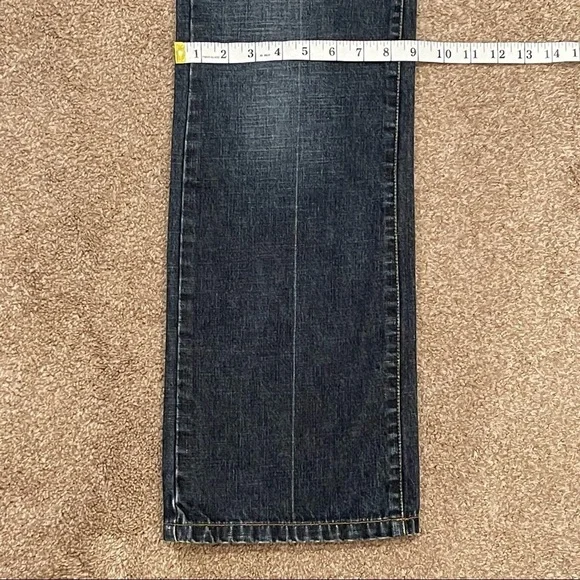 The Limited Dark Wash Denim Jeans w/ Perm Crease Straight Leg Classic Fit - Picture 7 of 14